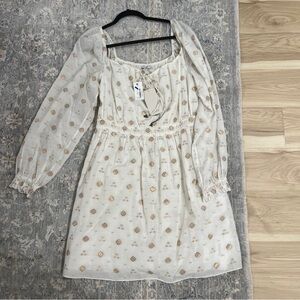 Joie Mianda Dress NWT Mini Porcelain Gold Details MSRP $348